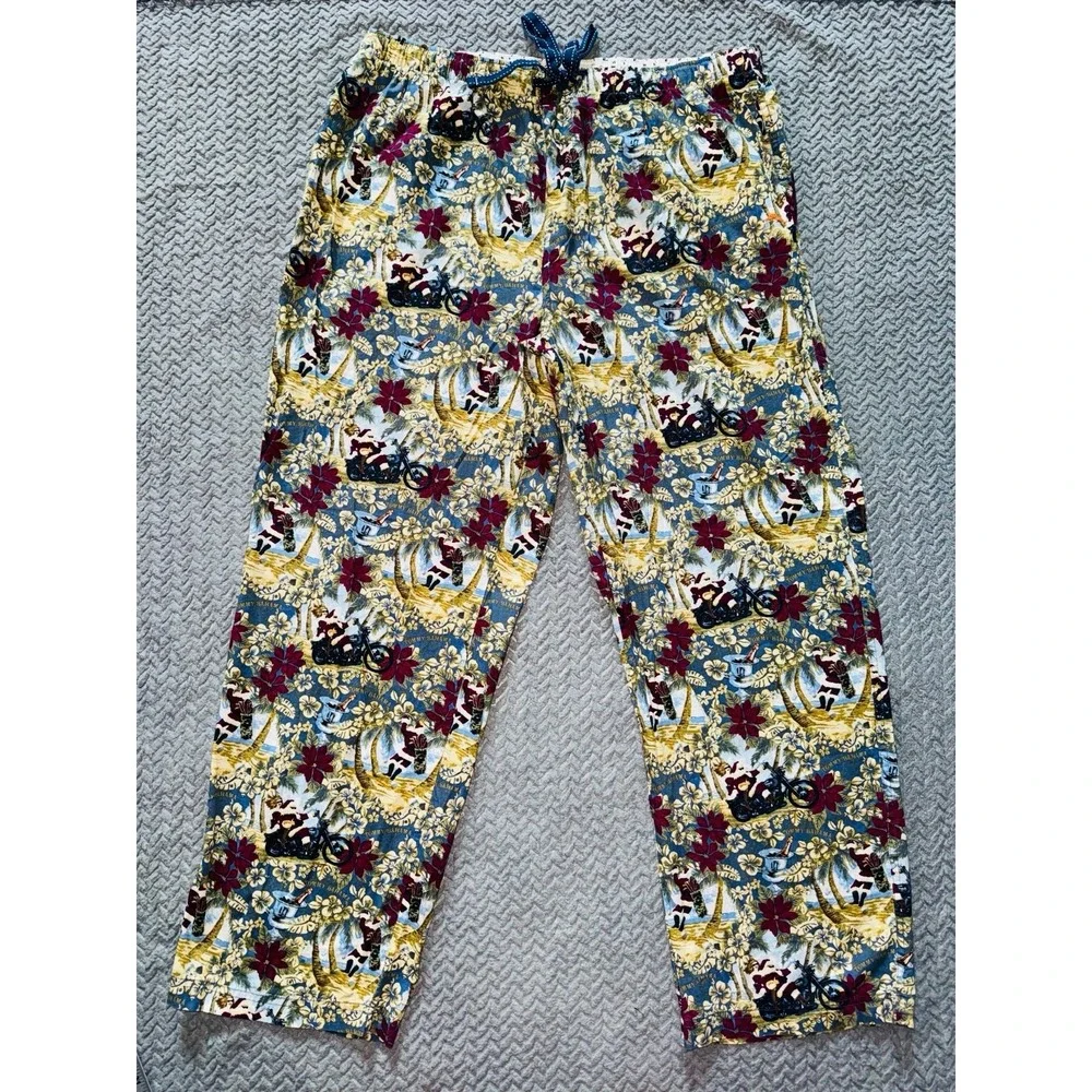 Tommy Bahama Men's Santa Clauses Bike Paradise Lounge Pajama Pants All Over XL